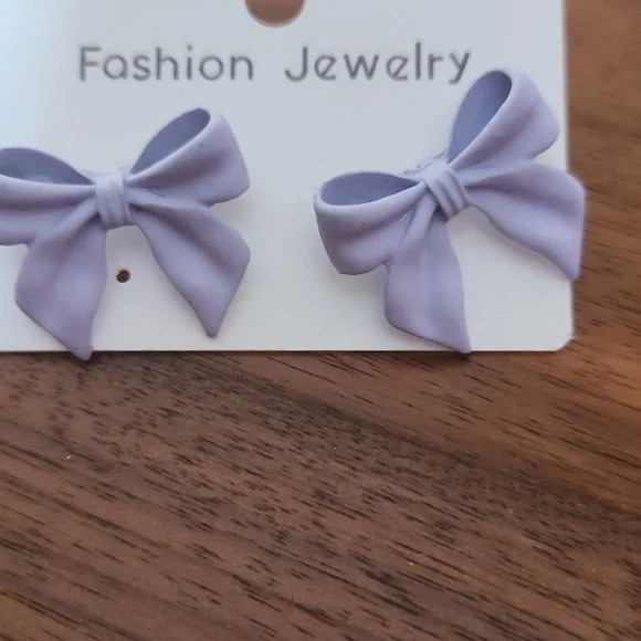 Purple Bow Earrings for Women Or Kids Soft Feeling - Picture 1 of 2
